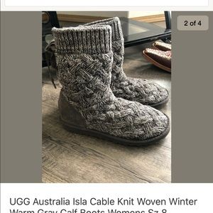 UGG Australia Isla Cable Knit Woven Calf Boots